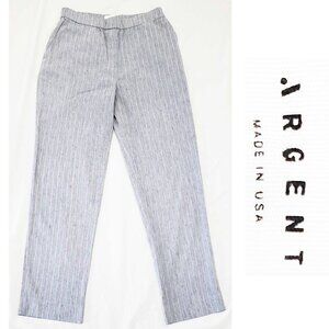 ARGENT Womens Resort  Pants Trousers Blue White Striped Linen Blend 8
